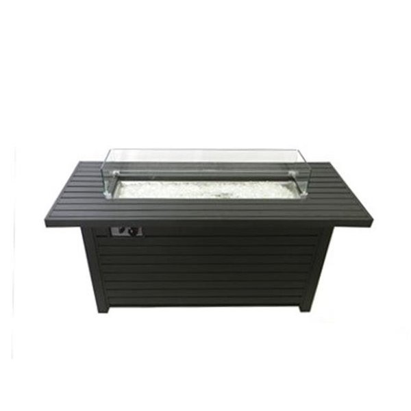 Az Patio Heaters AZ Patio Heaters AFP-RT-WS Black Mocha Finish Aluminum Rectangular Fire Pit with Wind Screen AFP-RT-WS